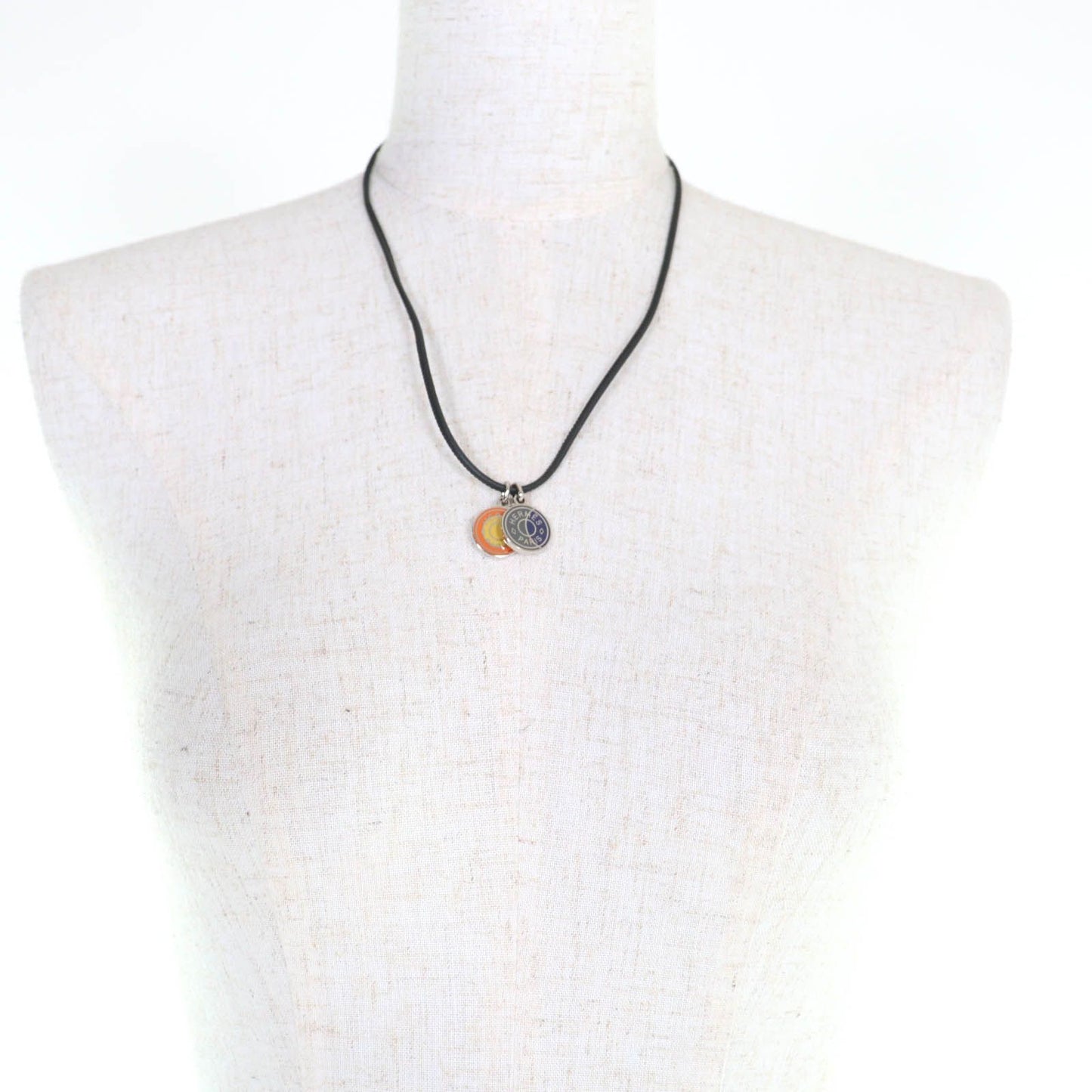 Hermes Eclipse Necklace Pendant Choker Orange Blue