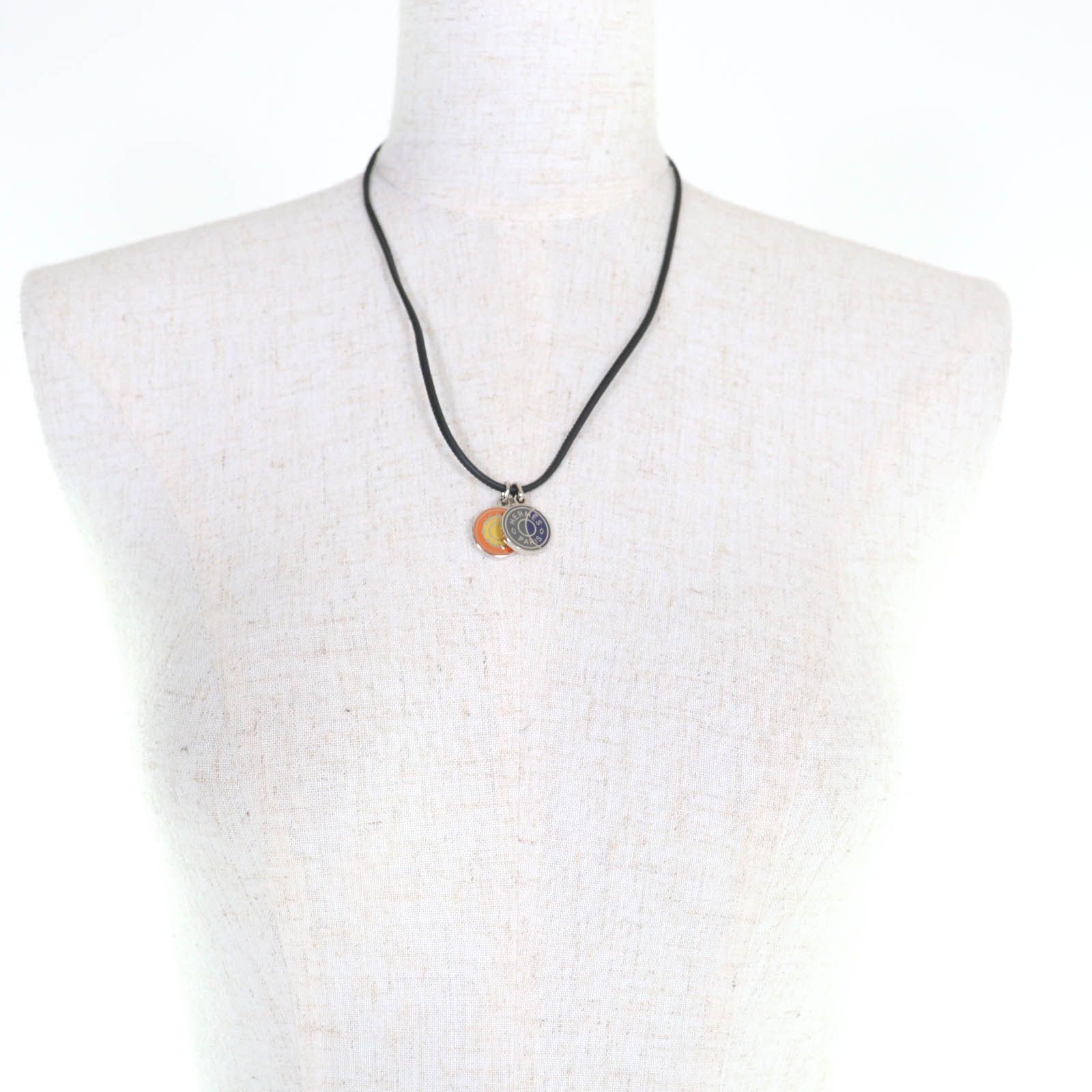 Hermes Eclipse Necklace Pendant Choker Orange Blue