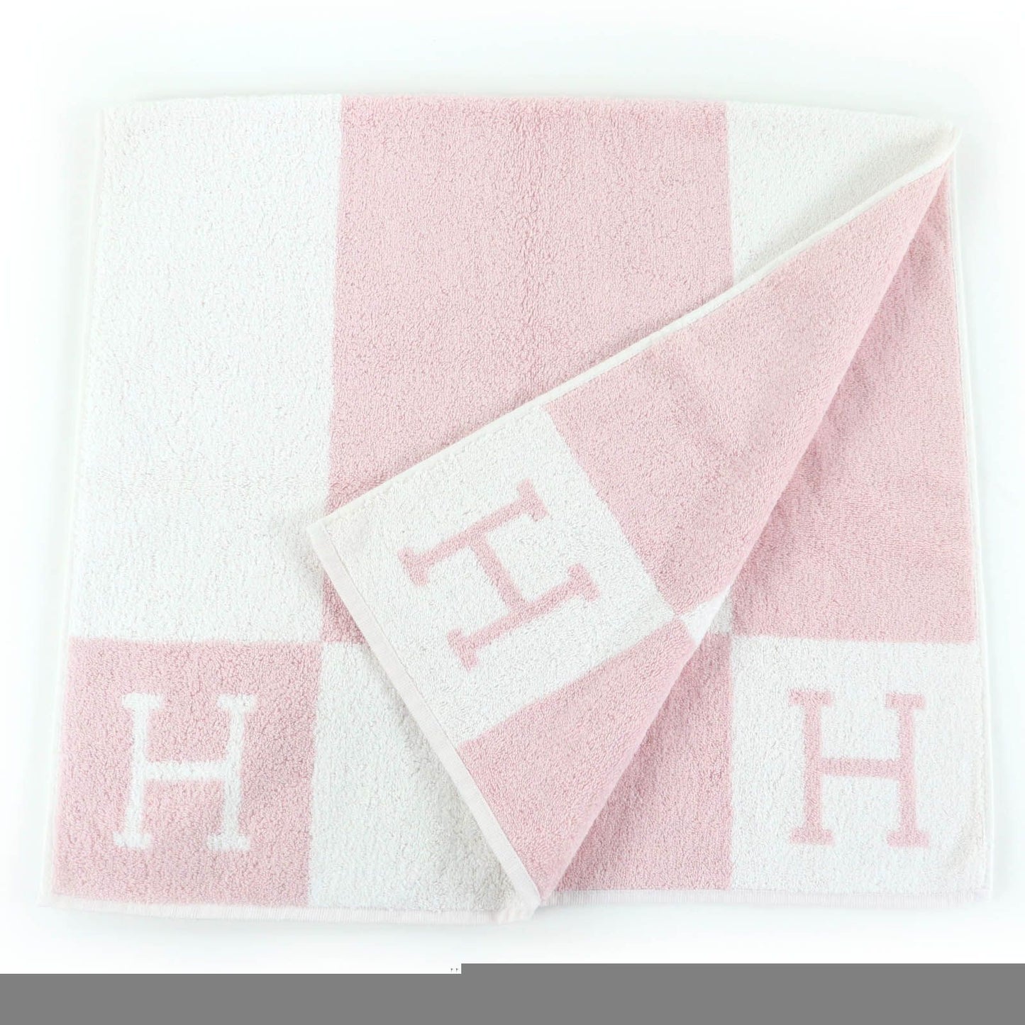 Unused Itemhermes Avalon 100% Cotton H Logo Bath Towel Pink White Made