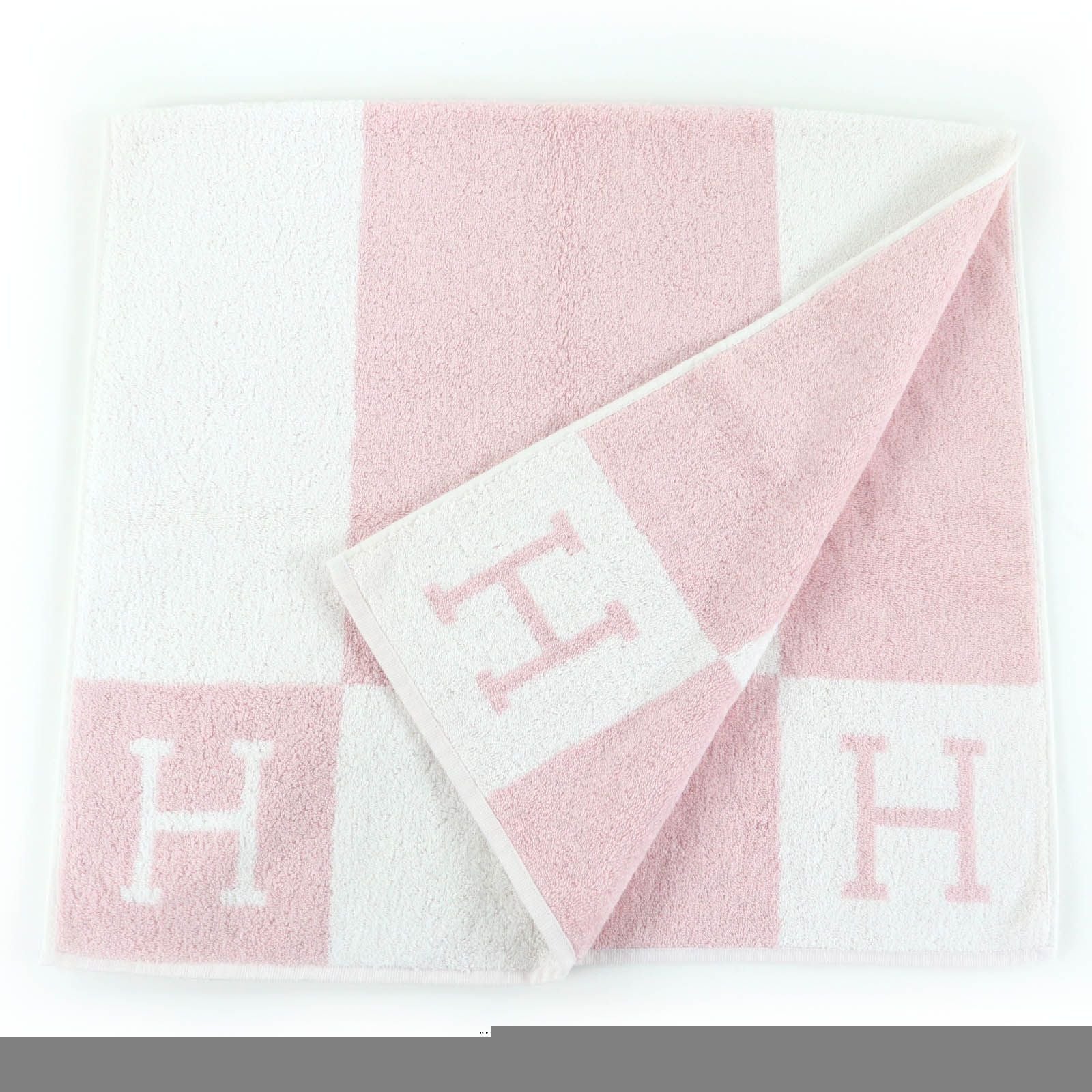 Unused Itemhermes Avalon 100% Cotton H Logo Bath Towel Pink White Made