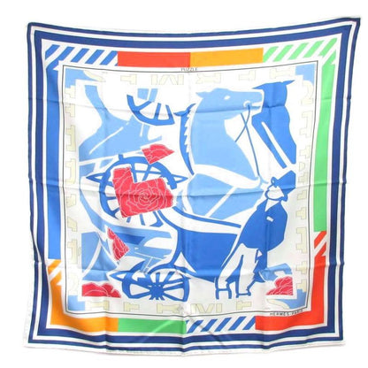 Hermes 2000 Boyfriend 90 Puzzle Scarf Silk Large Horse Pattern Multicolor