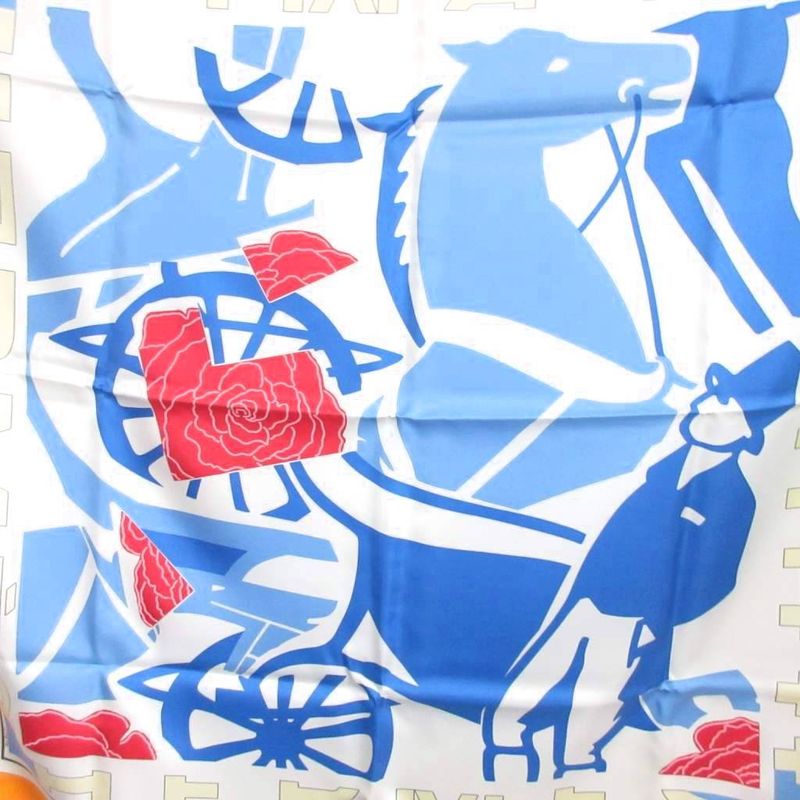 Hermes 2000 Boyfriend 90 Puzzle Scarf Silk Large Horse Pattern Multicolor