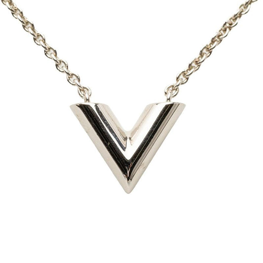Louis Vuitton Essential V Pendant Necklace M63197 Silver Metal Women's Louis