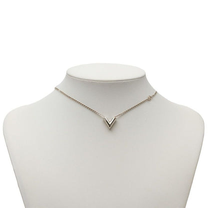 Louis Vuitton Essential V Pendant Necklace M63197 Silver Metal Women's Louis