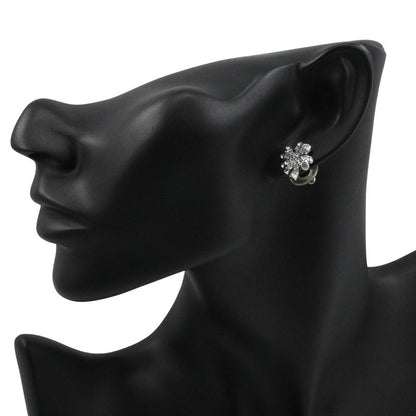Chanel Clover Rhinestone X Metal Silver 03a Women's 3.6g Earrings