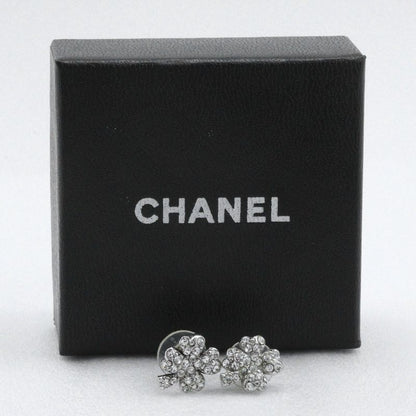 Chanel Clover Rhinestone X Metal Silver 03a Women's 3.6g Earrings