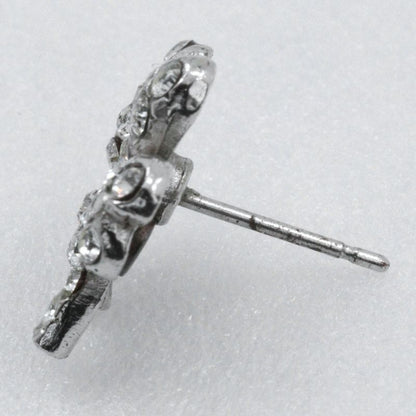 Chanel Clover Rhinestone X Metal Silver 03a Women's 3.6g Earrings