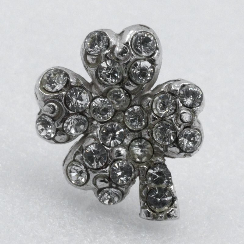 Chanel Clover Rhinestone X Metal Silver 03a Women's 3.6g Earrings