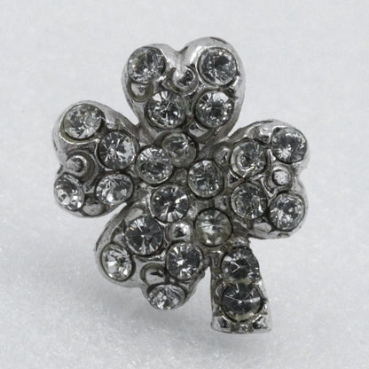 Chanel Clover Rhinestone X Metal Silver 03a Women's 3.6g Earrings