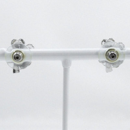 Chanel Clover Rhinestone X Metal Silver 03a Women's 3.6g Earrings