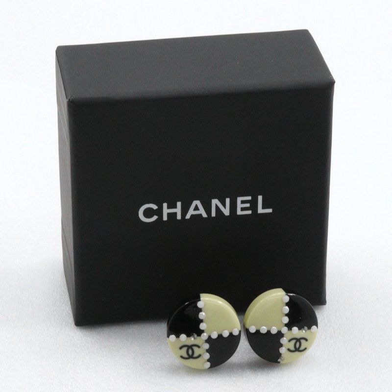 Chanel Cocomark Bicolor Plastic X Gold Plated Black White 02a Ladies 6.9g