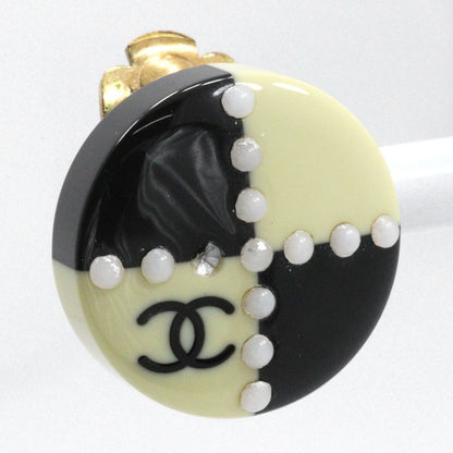 Chanel Cocomark Bicolor Plastic X Gold Plated Black White 02a Ladies 6.9g
