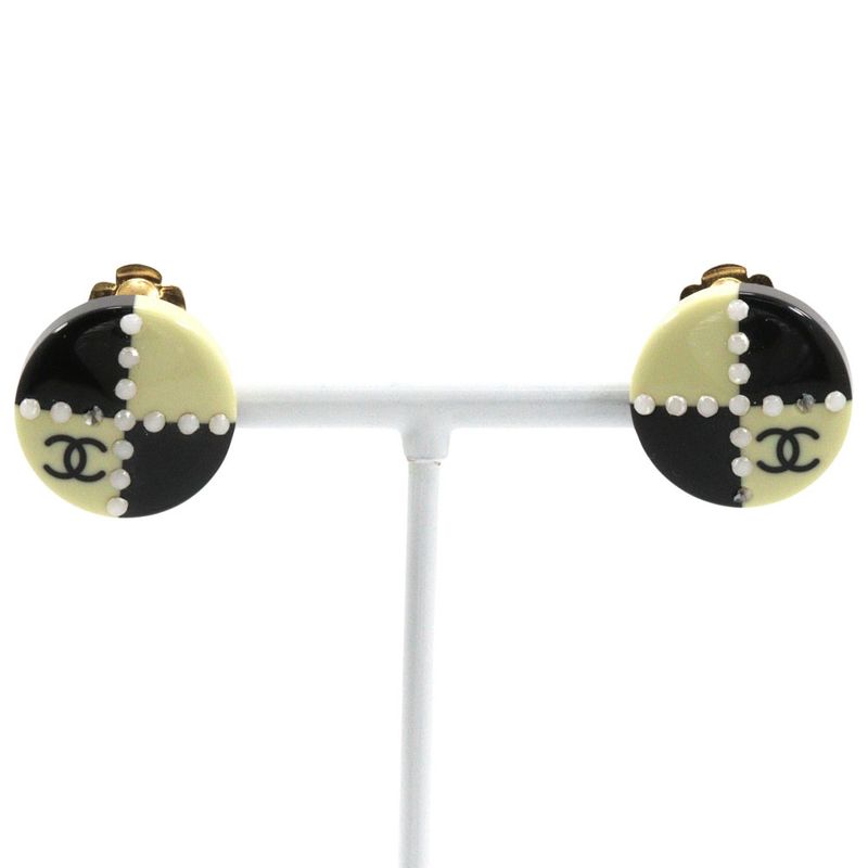 Chanel Cocomark Bicolor Plastic X Gold Plated Black White 02a Ladies 6.9g