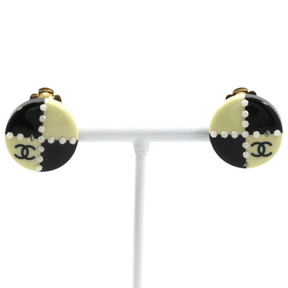 Chanel Cocomark Bicolor Plastic X Gold Plated Black White 02a Ladies 6.9g