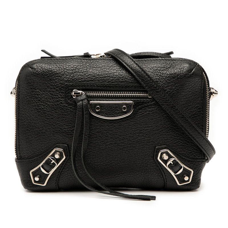 Balenciaga Reporter Shoulder Bag Crossbody 488798 Black Leather Women's