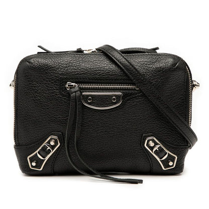 Balenciaga Reporter Shoulder Bag Crossbody 488798 Black Leather Women's