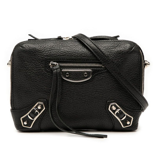 Balenciaga Reporter Shoulder Bag Crossbody 488798 Black Leather Women's