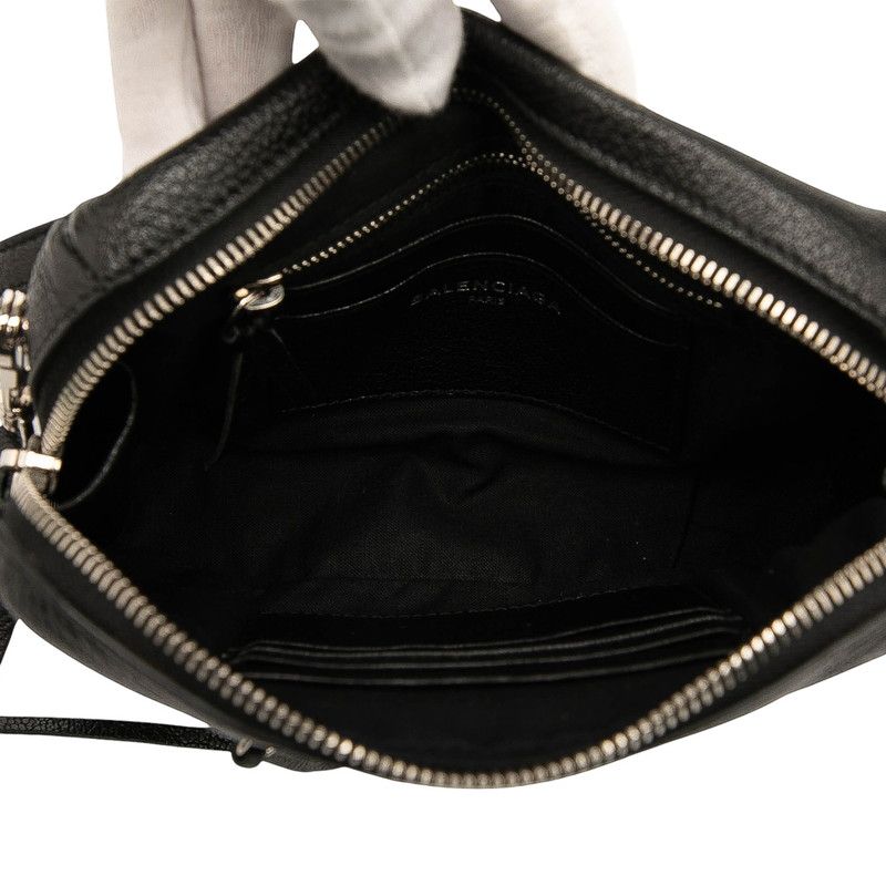 Balenciaga Reporter Shoulder Bag Crossbody 488798 Black Leather Women's