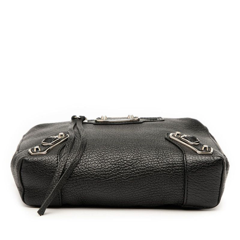 Balenciaga Reporter Shoulder Bag Crossbody 488798 Black Leather Women's