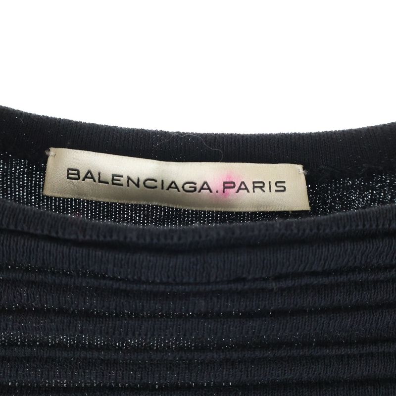Balenciaga Half Sleeve Cotton One Piece Dress Women's Black 293639 T3055