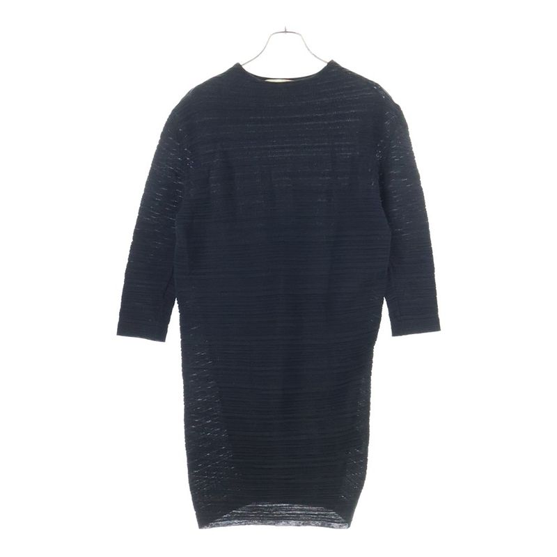 Balenciaga Half Sleeve Cotton One Piece Dress Women's Black 293639 T3055