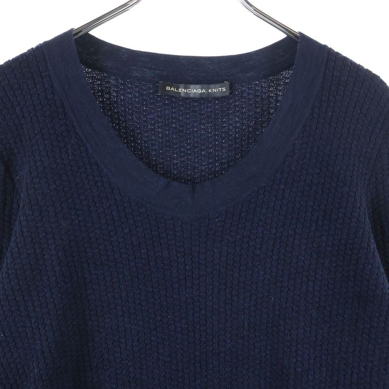 Balenciaga Long Sleeve Knit Dress Women's Navy 273280 T1190