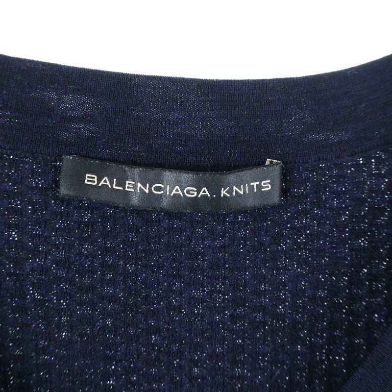 Balenciaga Long Sleeve Knit Dress Women's Navy 273280 T1190