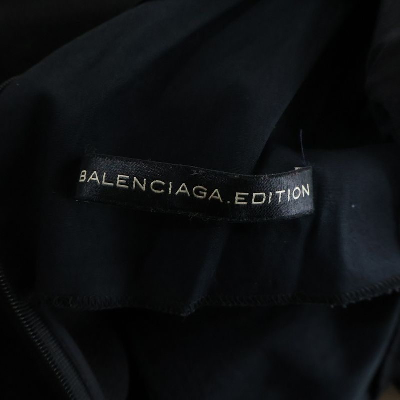 Balenciaga Short Sleeve Wool One Piece Dress Women's Black 246418 Tt749