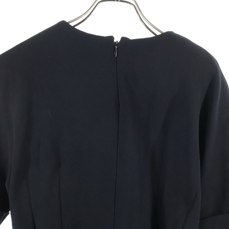 Balenciaga Short Sleeve Wool One Piece Dress Women's Black 246418 Tt749