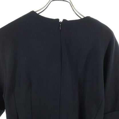 Balenciaga Short Sleeve Wool One Piece Dress Women's Black 246418 Tt749