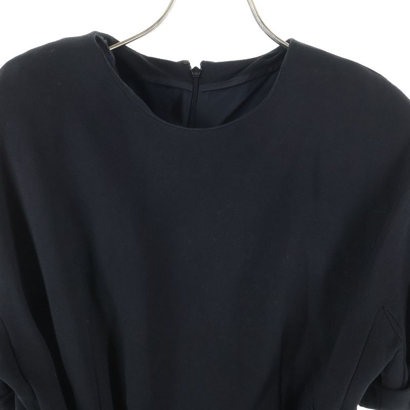 Balenciaga Short Sleeve Wool One Piece Dress Women's Black 246418 Tt749