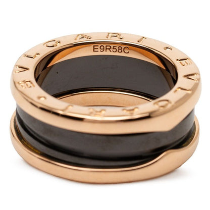 Bvlgari B Zero One Black Ceramic 2 Band Ring #49 Gold 18k Pink Gold Pink Gold