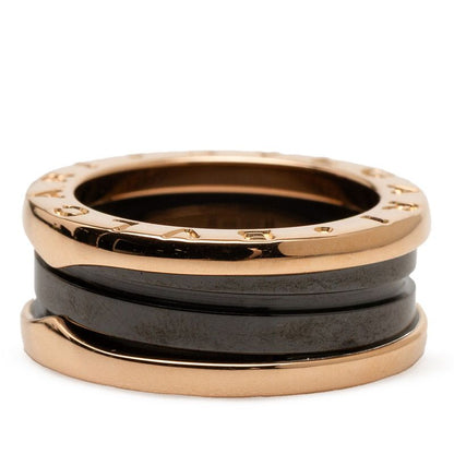 Bvlgari B Zero One Black Ceramic 2 Band Ring #49 Gold 18k Pink Gold Pink Gold