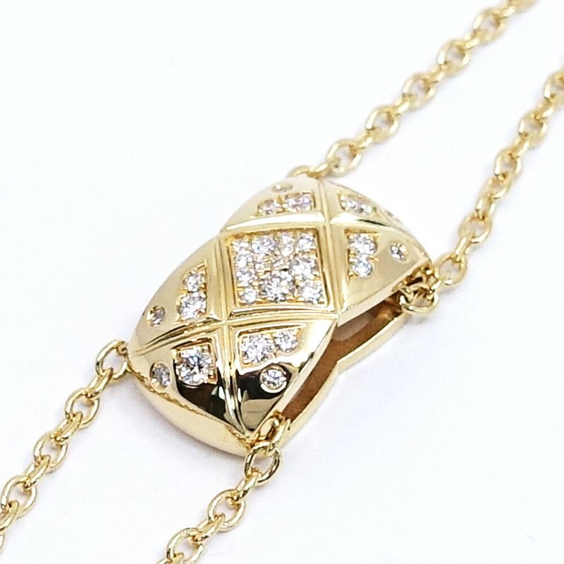Chanel 18K Yellow Gold Coco Crush Pave Diamond Necklace 750yg Jewelry -