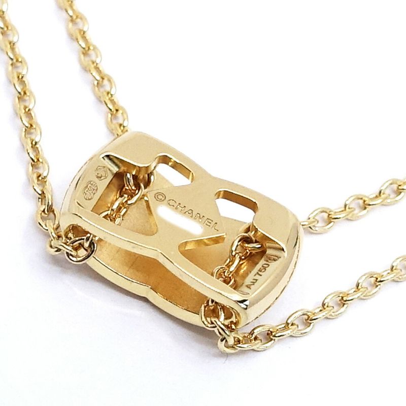 Chanel 18K Yellow Gold Coco Crush Pave Diamond Necklace 750yg Jewelry -
