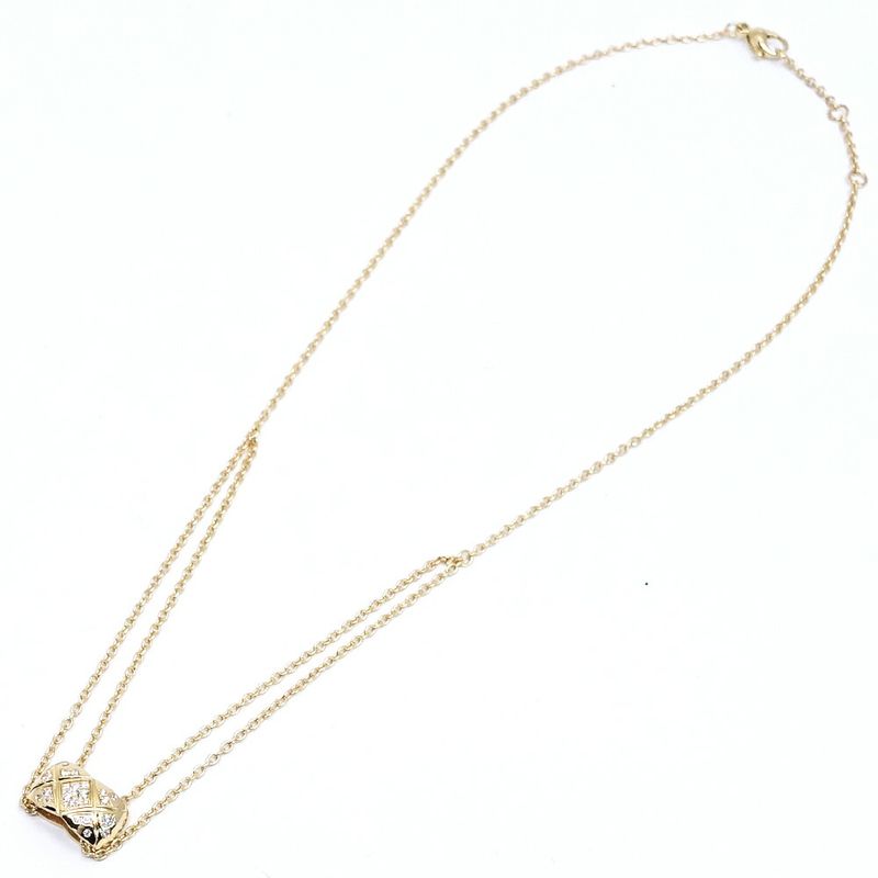 Chanel 18K Yellow Gold Coco Crush Pave Diamond Necklace 750yg Jewelry -