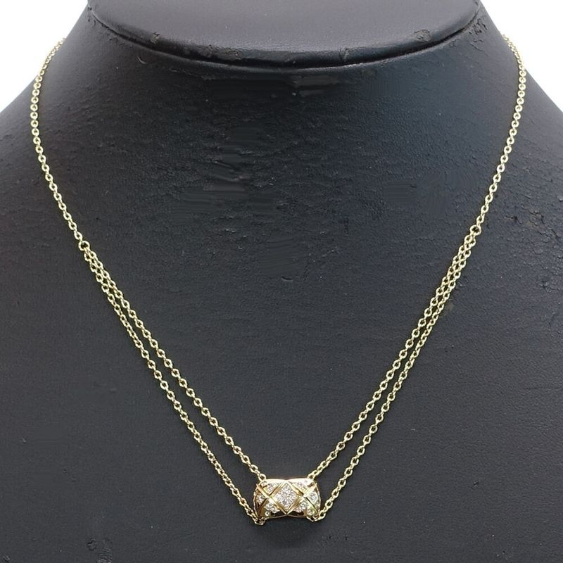 Chanel 18K Yellow Gold Coco Crush Pave Diamond Necklace 750yg Jewelry -
