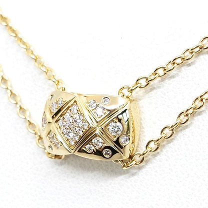 Chanel 18K Yellow Gold Coco Crush Pave Diamond Necklace 750yg Jewelry -
