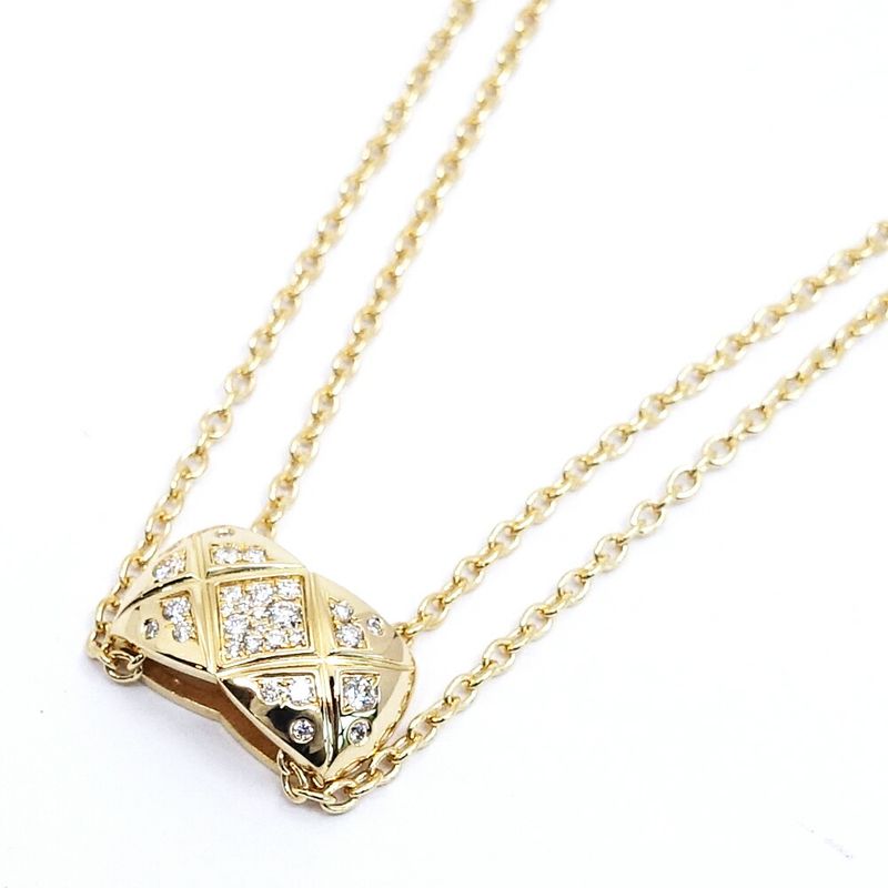 Chanel 18K Yellow Gold Coco Crush Pave Diamond Necklace 750yg Jewelry -
