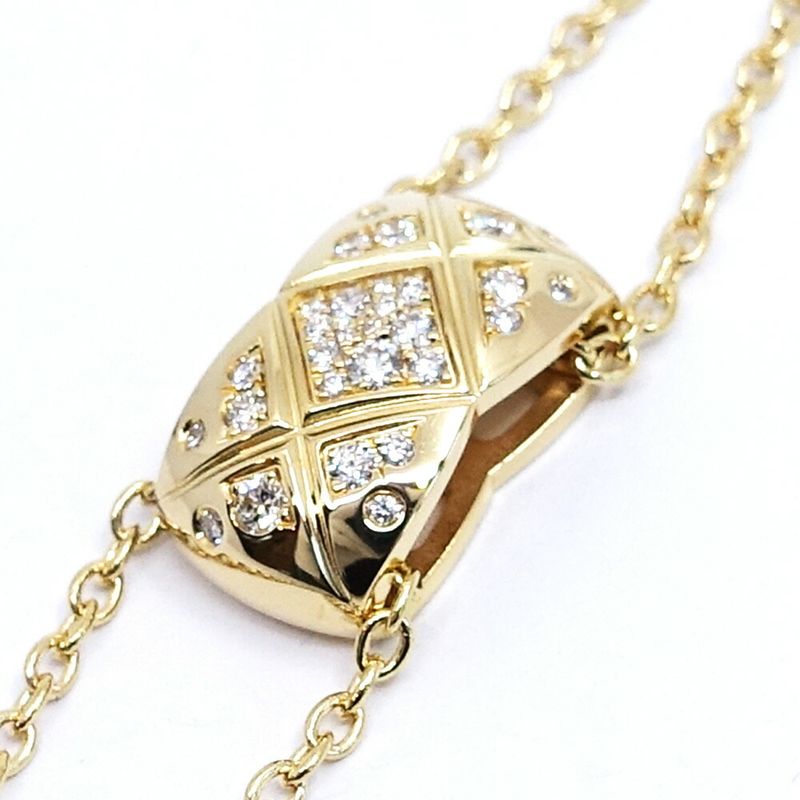 Chanel 18K Yellow Gold Coco Crush Pave Diamond Necklace 750yg Jewelry -