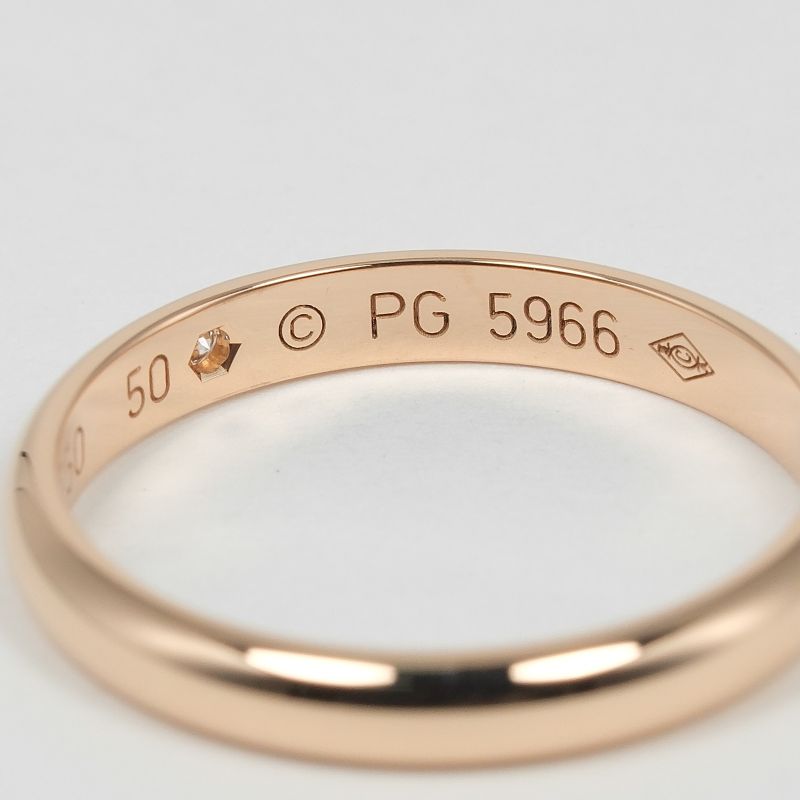 Cartier 1895 Wedding 2.5mm (0.10in) Model 18k Pink Gold X Diamond Size 9.5