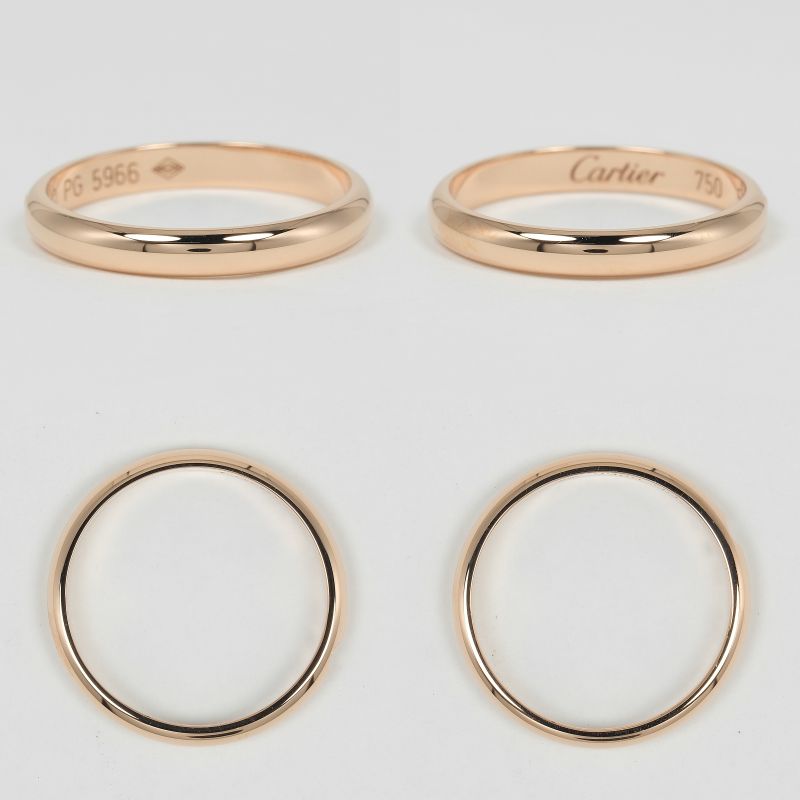 Cartier 1895 Wedding 2.5mm (0.10in) Model 18k Pink Gold X Diamond Size 9.5