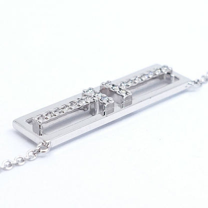 Tiffany & Co 18K White Gold T Two Open Vertical Diamond Necklace