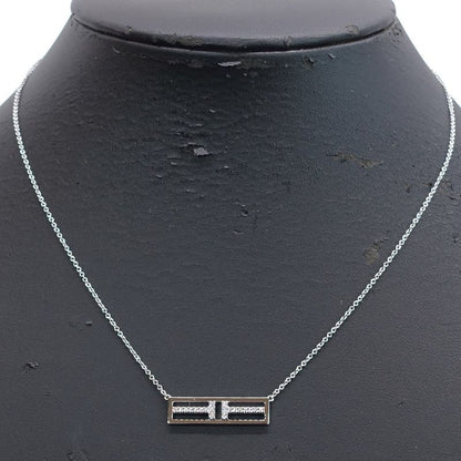 Tiffany & Co 18K White Gold T Two Open Vertical Diamond Necklace
