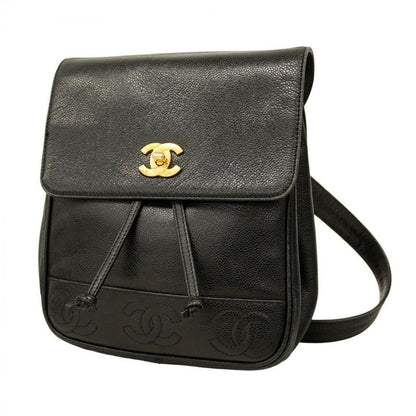 Chanel Backpack/daypack Caviar Skin Black Gold Hardware Women's