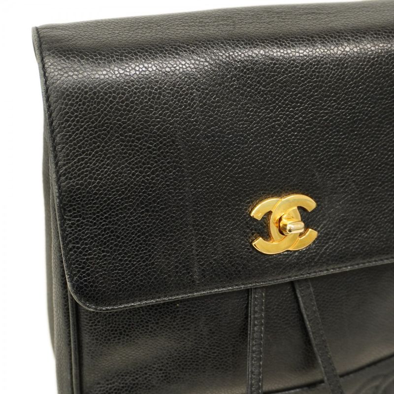 Chanel Backpack/daypack Caviar Skin Black Gold Hardware Women's