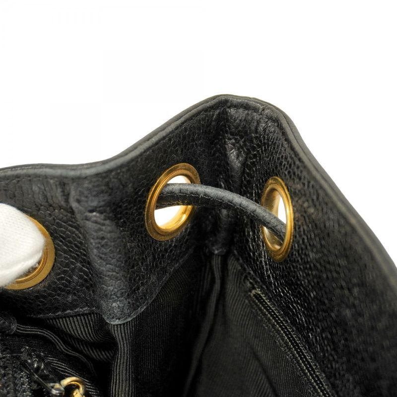 Chanel Backpack/daypack Caviar Skin Black Gold Hardware Women's