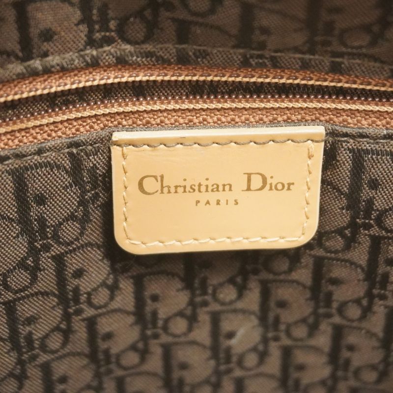 Christian Dior Handbag Cannage Lady Dior Enamel Brown Gold Hardware 2way Bag