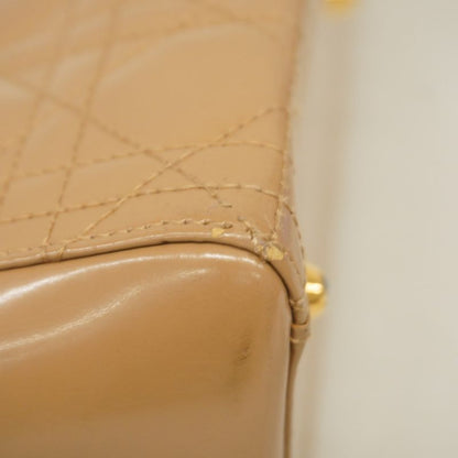 Christian Dior Handbag Cannage Lady Dior Enamel Brown Gold Hardware 2way Bag