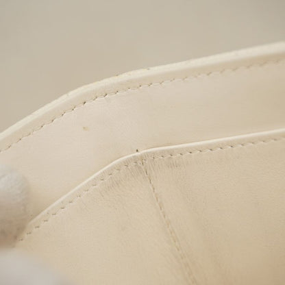 Chanel Trifold Wallet Matelasse Caviar Skin White Silver Hardware Women's